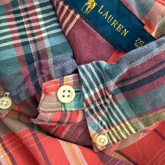 Ralph Lauren color pony  button down plaid shirt long sleeve men’s 2XLT tall XXL - Picture 9 of 12